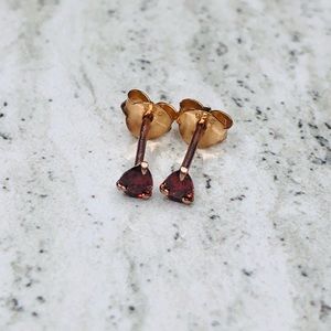 925 Sterling Silver Rose Gold Garnet CZ Earrings